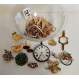 Silver London B pocket watch and miscellaneous costume jewellery