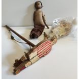 Old Wooden doll, jigsaw and game