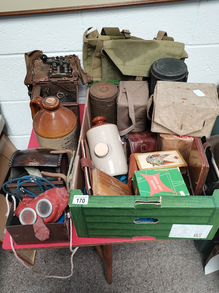 Collection of Gas masks, army memorabilia etc