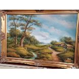 2 gilt framed oil paintings