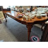 Antique walnut dining table with crossbanding and claw feet, 2 leaves, total size 260x120cm