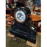 45cm slate and marble mantle clock