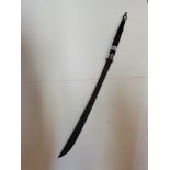 Samurai Sword with engraving to blade and black and silvered sheath