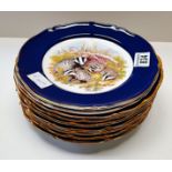 2x animal decoration plates and 7 cherub decoration plates