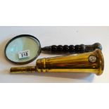 Brass bugal and magnifying glass