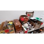 Misc. incl sewing machine, scales, vases etc