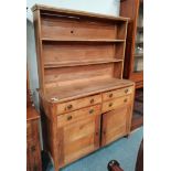 Antique pine dresser and rack 1.4m x 1.9m x 50cm