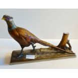 Painted bronze effect figure of pheasant