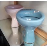 2 miniature "Quirky" toilet pans - colour samples Bermuda Blue and Whisper Pink