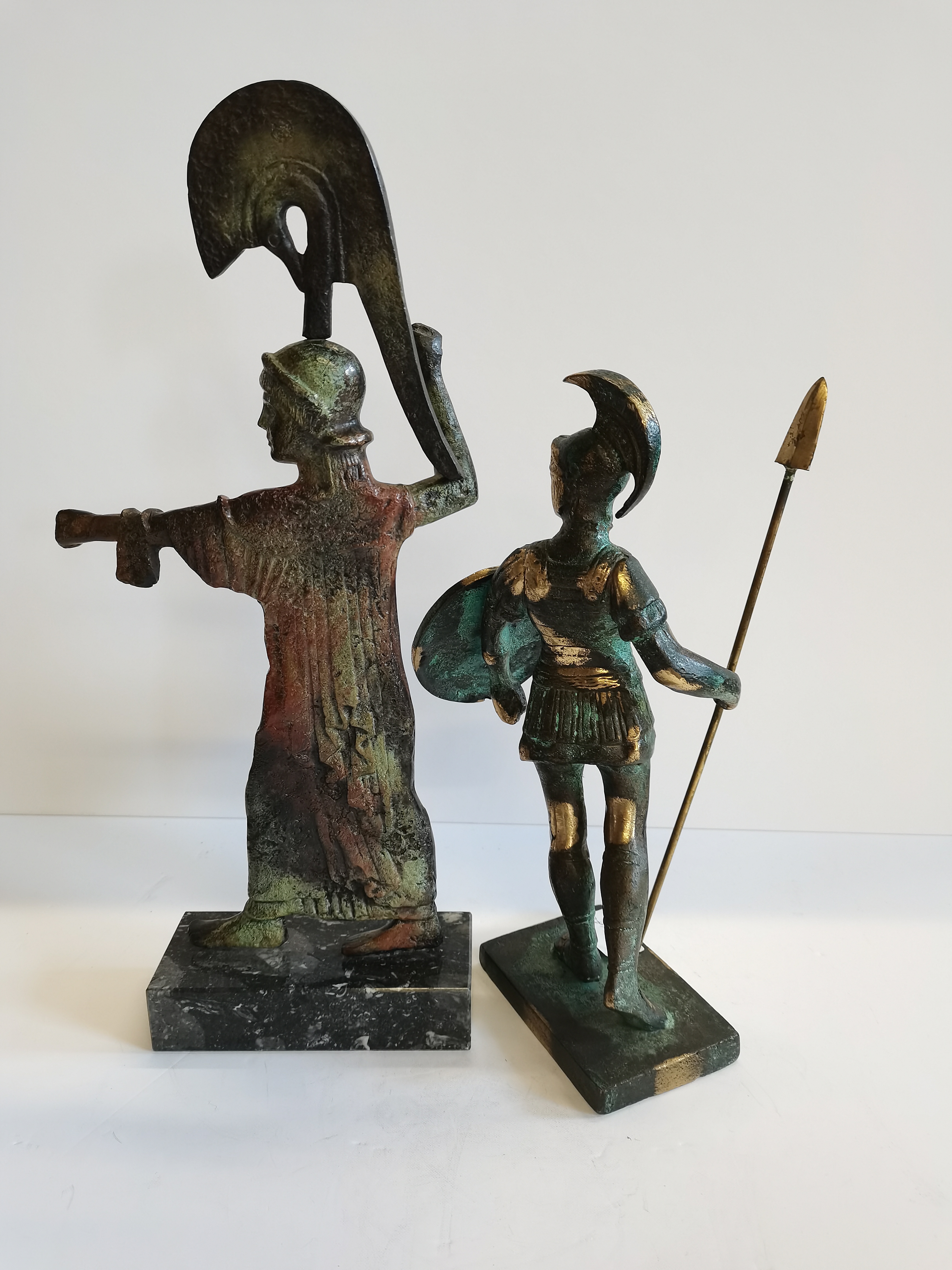 2 Bronze Effect Roman figures plus 2 brass smaller figures - Image 3 of 3