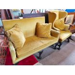 Antique carved armchair and settee