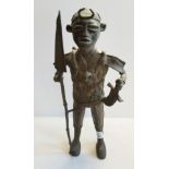 Benin bronze figure of a warrior 45cm