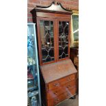 Edwardian mahogany and inlaid bureau bookcase