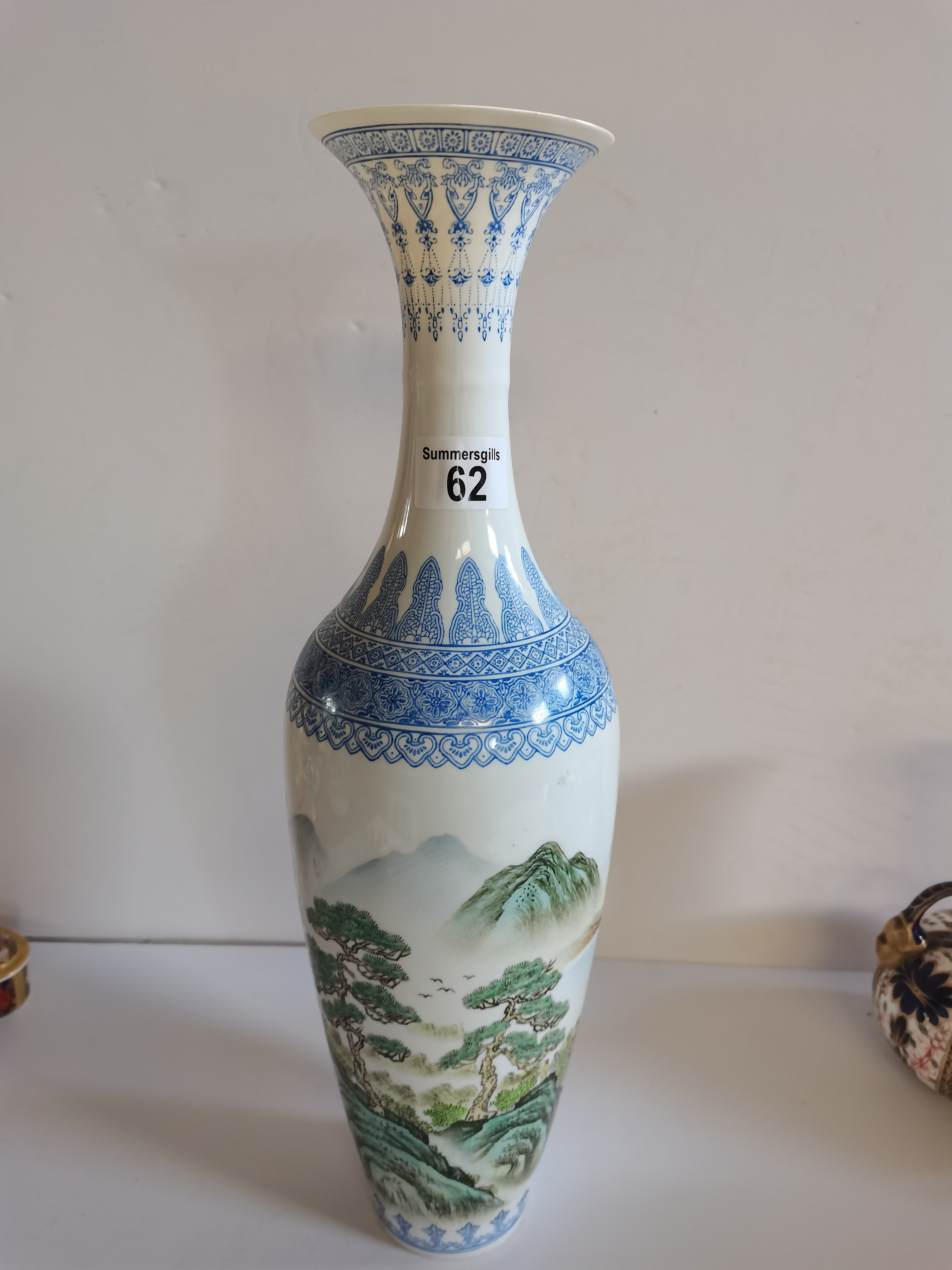 Chinese Vase 46 cm high with 6 characture mark and mountains and waterfall decoration - Image 7 of 7