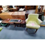 Leather office chair plus oak tables and mirror
