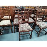 Set of 10 ladder backed ERCOL style dining chairs