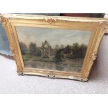 Bolton Abbey oil painting in gilt frame