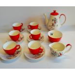 Retro Coffee Set by Palissy with hunting scenes Ex. Condition