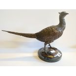 Bronze Pheasanton marble base in excellent condition 45cm