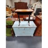 Antique pine 3 height chest and desk