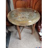 Indian brass and wood side table