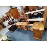 Victorian oak bedside cupboard plus misc. furniture