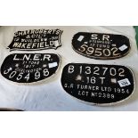 4 x original cast iron railway signs