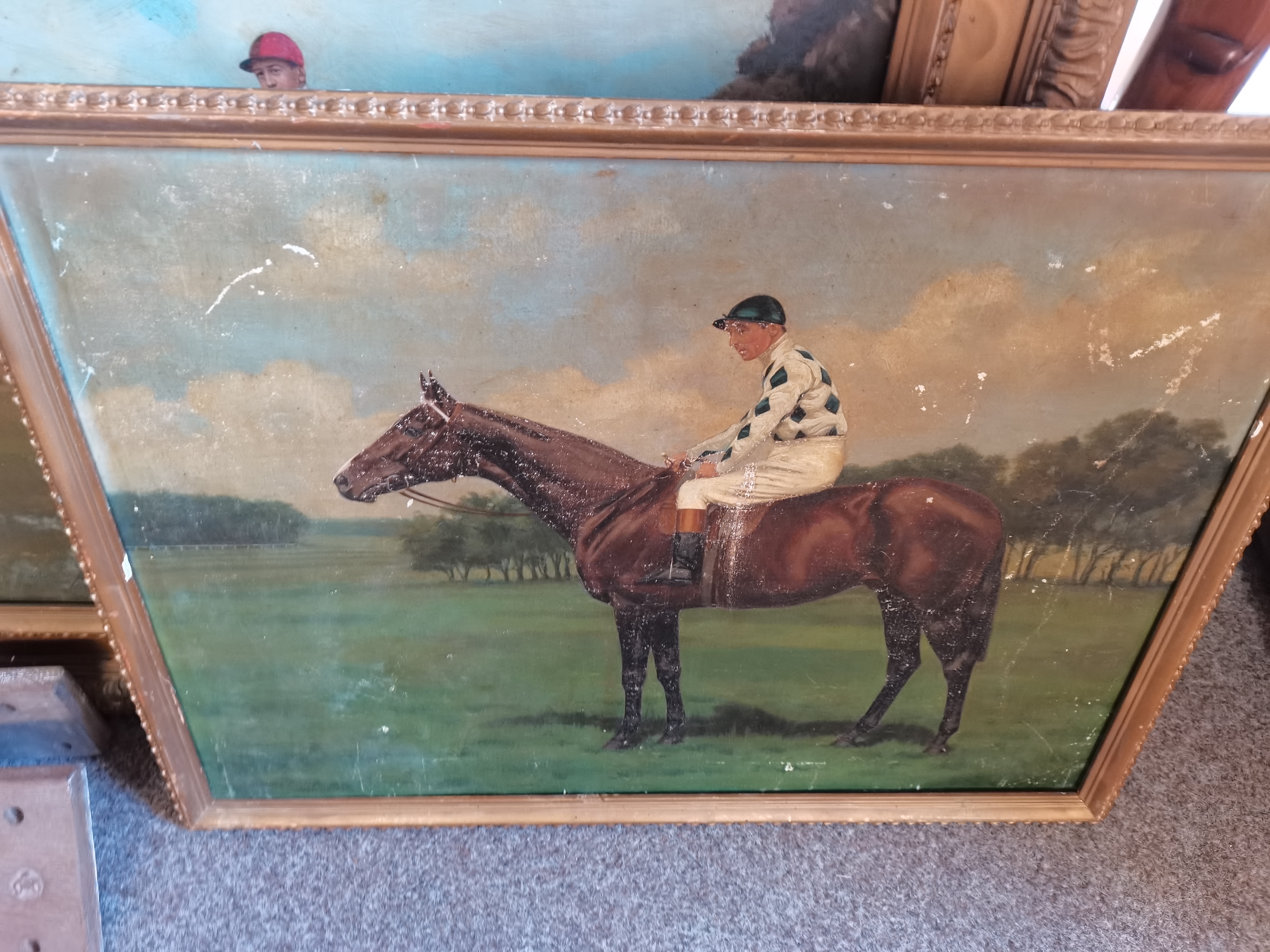 A pair of vintage oil on canvase of Race HorsesClarence Hailey newmarket ( slight damage ) - Image 3 of 15