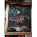 Large Oil on canvas "Smuggler's Cove" signed V Chrome 1882