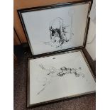 Pair of prints by Ralph Steadman of racing