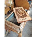 Antique walnut with marquetry and brass plant holder