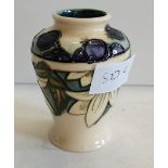 Moorcroft small cream purple pot 9cm ex. Con.