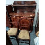 Vict.rosewood chiffonier and 2 bedroom chairs