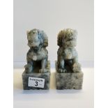 Pair of soapstone temple-lions, late 19th Century Chinese