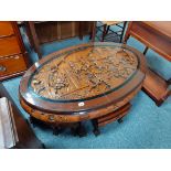 set Oriental carved coffee table