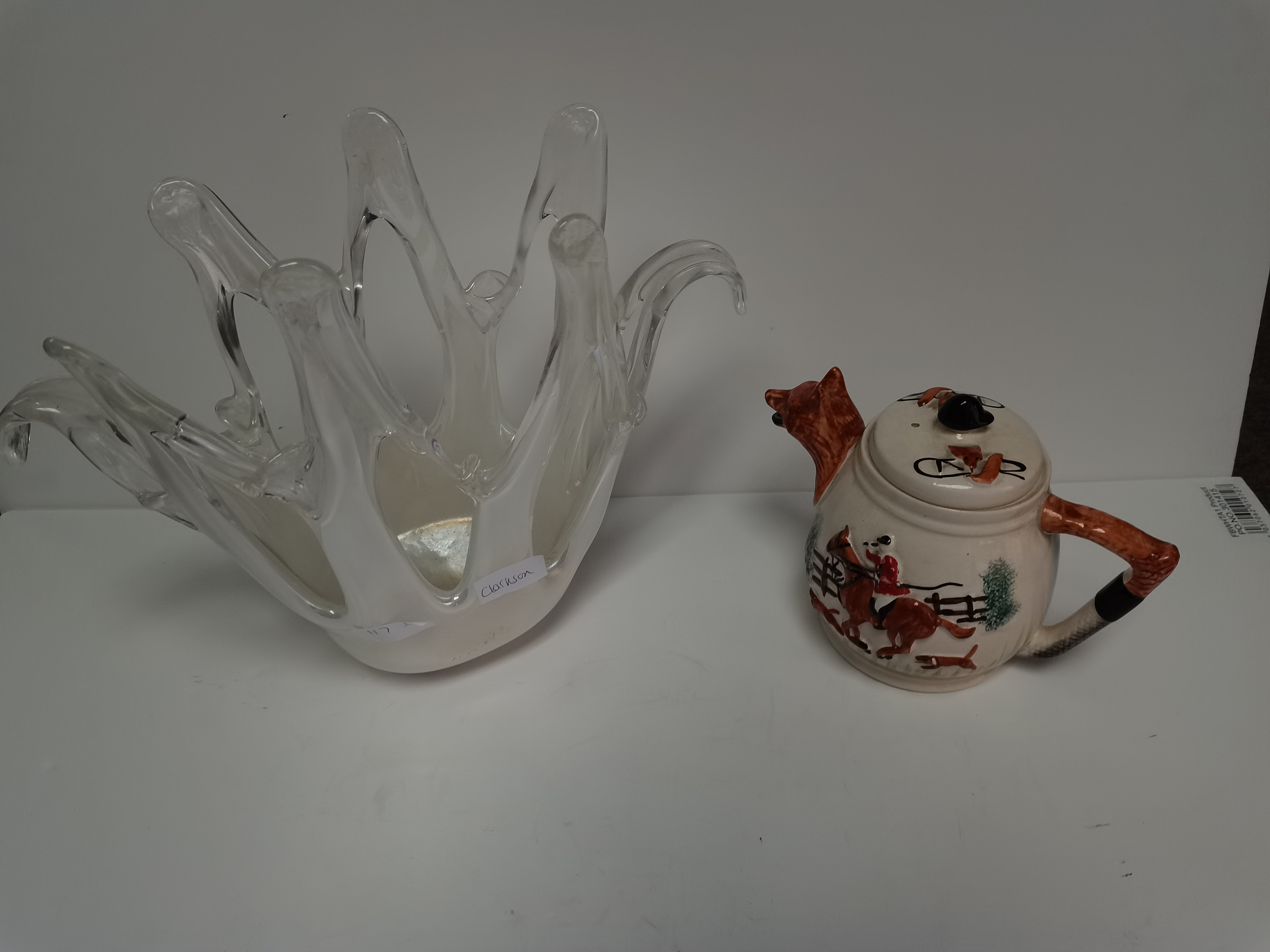 Beswick Hunstman teapot and studio glass piece
