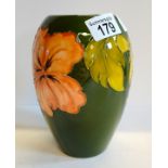 Moorcroft Green Hibiscus vase 18cm height