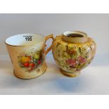 Royal Worcester blush mug and vase ( hairline to mug )