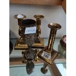 3 x Candlesticks plus Unusual Drinking Vessel