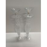 Pair of large glass candlesticks ( lalique style ) 40cm