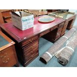 rep mah pedestal desk with red leather top