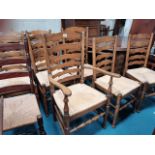 8 +1 rush seated dining chairs