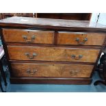 3 height Victorian mahogany and walnut chest