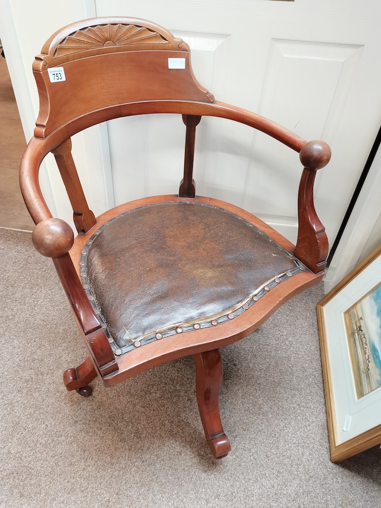 Antique mahogany office swivel chair