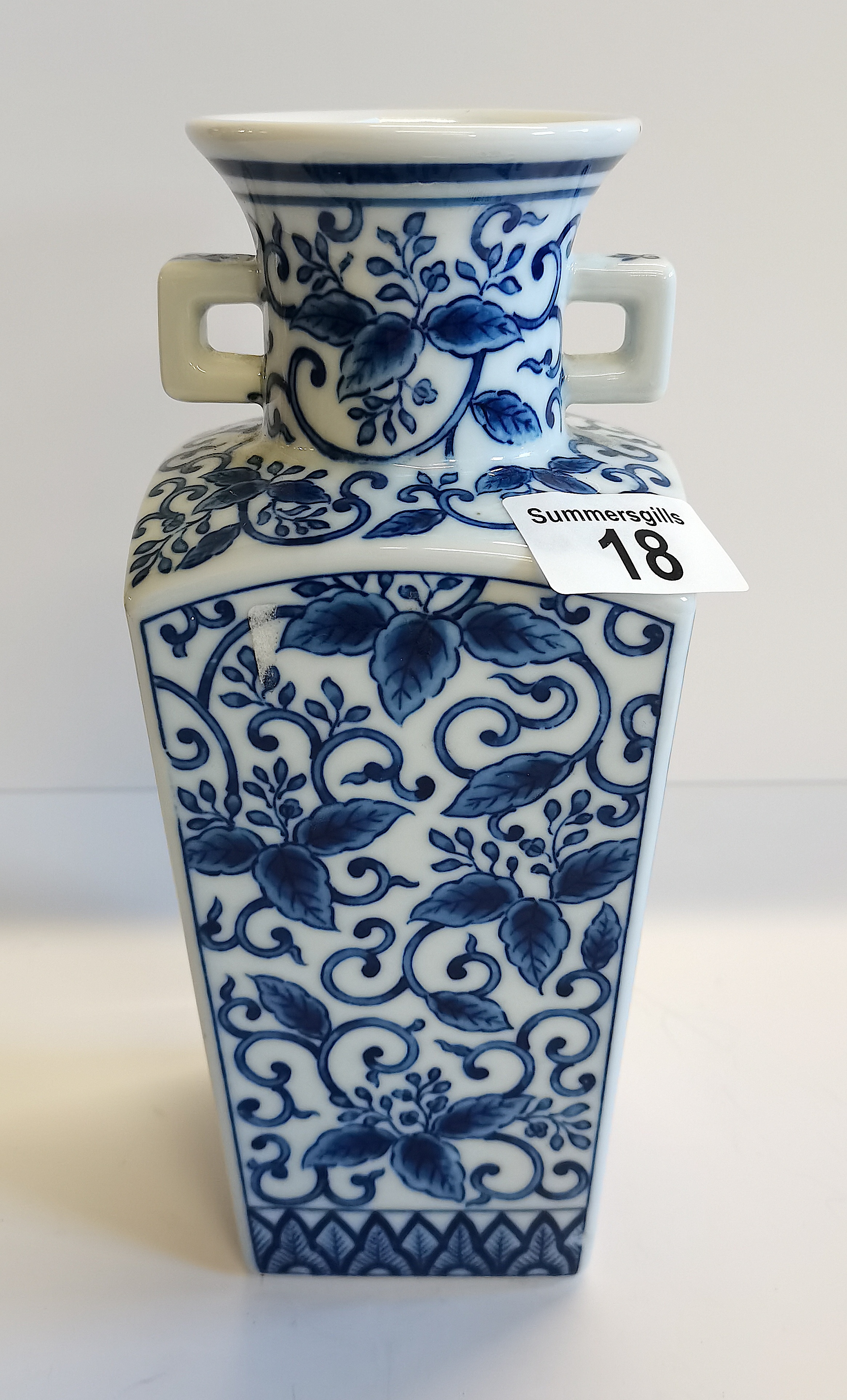 HM & Co. Japan pattern blue and white vase small repair to base C1920s