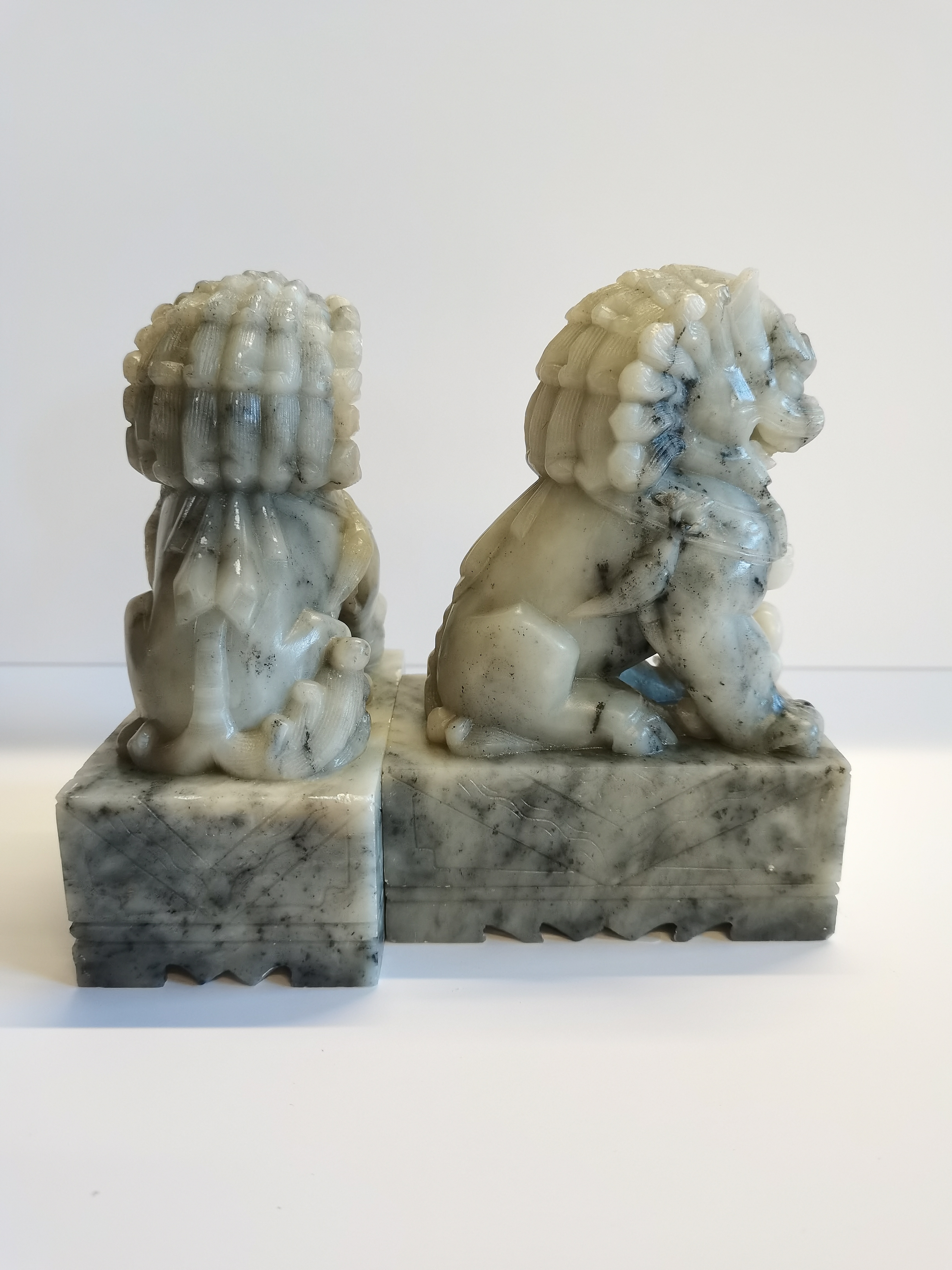 Pair of soapstone temple-lions, late 19th Century Chinese - Image 2 of 3