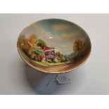 Royal Worcester 18cm diameter bowl withcottage decoration R Rushton and marked cropthorne ( ex.