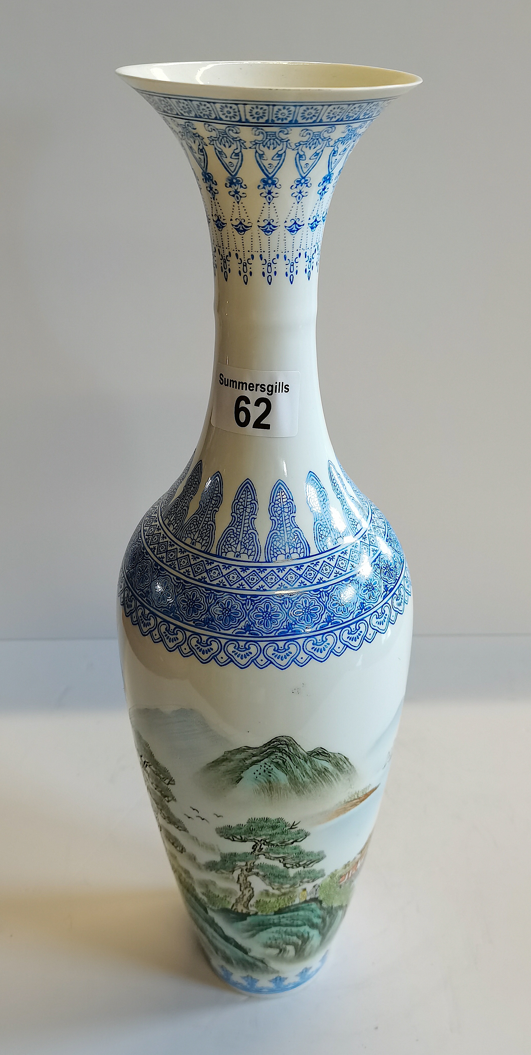 Chinese Vase 46 cm high with 6 characture mark and mountains and waterfall decoration
