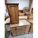 Pine 3 height chest and bedside cupboard