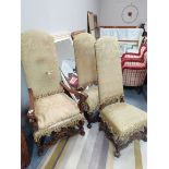 ant. Queen Anne style arm chair and 2 dinind chairs